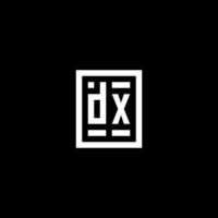 logotipo inicial dx com estilo de forma retangular quadrada vetor