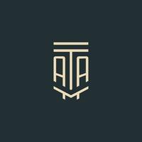 aa monograma inicial com designs de logotipo de pilar de arte de linha simples vetor