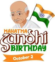 design de banner de aniversário mahatma gandhi vetor