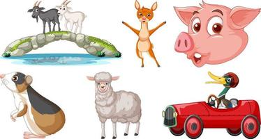 conjunto de vários personagens de desenhos animados de animais vetor
