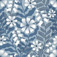vector fundo azul claro sem costura com flores de tecelagem brancas