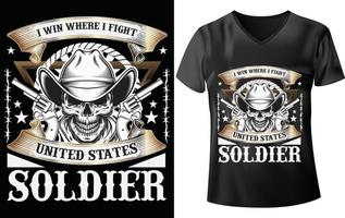 design de camiseta soldado unido vetor