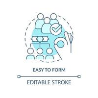 ícone de conceito turquesa fácil de formar. sociedade cooperativa vantagem idéia abstrata ilustração de linha fina. simplicidade. desenho de contorno isolado. traço editável. vetor