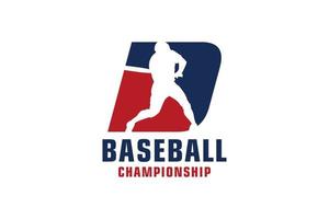 letra d com design de logotipo de beisebol. elementos de modelo de design vetorial para equipe esportiva ou identidade corporativa. vetor