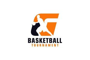 letra g com design de logotipo de basquete. elementos de modelo de design vetorial para equipe esportiva ou identidade corporativa. vetor