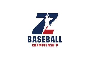 letra z com design de logotipo de beisebol. elementos de modelo de design vetorial para equipe esportiva ou identidade corporativa. vetor