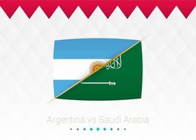 seleção nacional de futebol argentina vs arábia saudita. jogo de futebol 2022 versus ícone. vetor