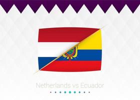 seleção nacional de futebol holanda vs equador. jogo de futebol 2022 versus ícone. vetor