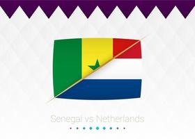 seleção nacional de futebol senegal vs holanda. jogo de futebol 2022 versus ícone. vetor