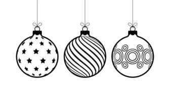 linha de ícone de bolas de natal penduradas. ícone de bola de Natal em estilo de contorno isolado no fundo branco. ilustração vetorial de símbolo de ano novo vetor