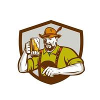 escudo de bebedor de cerveja bávara oktoberfest retrô vetor