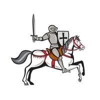 desenho de espada empunhando cavaleiro cavaleiro vetor
