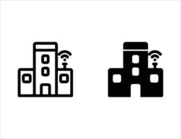 ícone de cidade inteligente. ícone de contorno e ícone sólido vetor