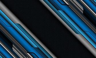 abstrato cinza azul metálico cyber preto circuito geométrico com design de malha de hexágono escuro moderno vetor de fundo de tecnologia futurista