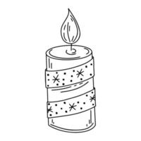 vela de fogo ardente para o inverno frio no estilo doodle desenhado à mão. ilustração vetorial isolado de natal para design de férias. vetor