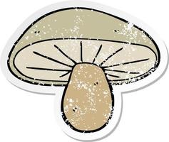 vinheta angustiada de um cogumelo de desenho animado vetor
