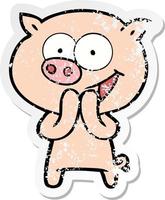 vinheta angustiada de um desenho animado de porco vetor