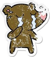 vinheta angustiada de um urso chorando de desenho animado vetor