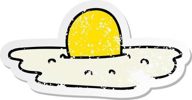 adesivo angustiado de um ovo frito de desenho animado desenhado à mão peculiar vetor