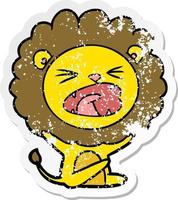 vinheta angustiada de um leão de desenho animado fazendo birra vetor