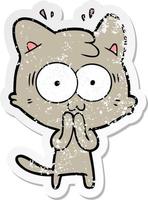 vinheta angustiada de um gato surpreso de desenho animado vetor
