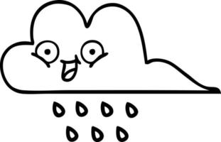 desenho de linha cartoon nuvem de chuva de tempestade vetor