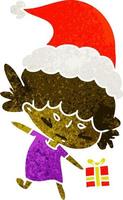 desenho retrô de natal da garota kawaii vetor