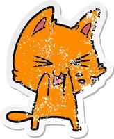 vinheta angustiada de um gato de desenho animado assobiando vetor