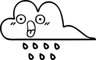 desenho de linha desenho animado nuvem de chuva vetor