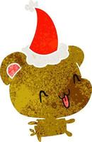 desenho retrô de natal do urso kawaii vetor