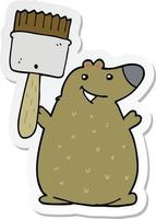 adesivo de um urso de desenho animado com pincel vetor