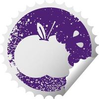 símbolo de adesivo de peeling circular angustiado maçã suculenta vetor