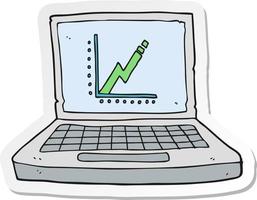 adesivo de um laptop de desenho animado com gráfico de negócios vetor