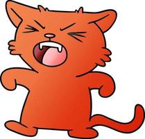 doodle de desenho animado gradiente de um gato gritando vetor