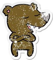 vinheta angustiada de um urso de desenho animado vetor