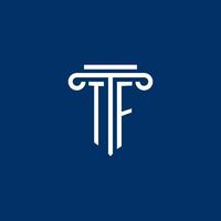 monograma de logotipo inicial tf com ícone de pilar simples vetor