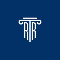 rr monograma de logotipo inicial com ícone de pilar simples vetor