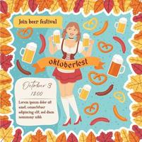 fundo da oktoberfest. celebração do festival de cerveja. ilustração vetorial de estoque em estilo cartoon plana vetor