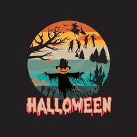 design de camiseta vintage de halloween vetor