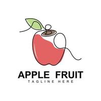 design de logotipo de maçã, vetor de frutas com estilo de arte de linha, modelo de ilustração de ícone de frutas e jardim produtos de marca de loja de frutas