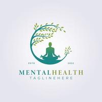 meditação, design de ilustração vetorial de logotipo de natureza de saúde mental vetor