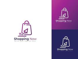 conceito de modelo de design de logotipo de compras para compras digitais, supermercado, logotipo de compras on-line vetor