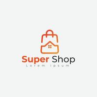 conceito de modelo de design de logotipo de compras para compras digitais, supermercado, logotipo de compras on-line vetor