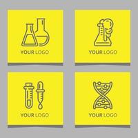 logotipos químicos e equipamentos de laboratório desenhados em papel colorido, muito adequados para logotipos de empresas relacionados à química e laboratórios vetor