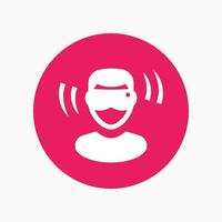 ícone de óculos de realidade virtual, homem em sinal redondo de fone de ouvido vr, ilustração vetorial vetor