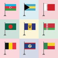 azerbaijão, as bahamas, bahrein, bangladesh, barbados, bielorrússia, bélgica, belize, benin, modelo de design de bandeira vetor