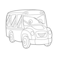 livro de colorir para crianças, ônibus escolar dos desenhos animados. vetor isolado em um fundo branco.