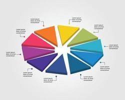 modelo de triângulo para infográfico para apresentação de 10 elementos vetor