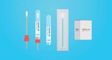 garrafa de vacina e ilustração vetorial plana de teste de pandemia de coronavírus. vetor