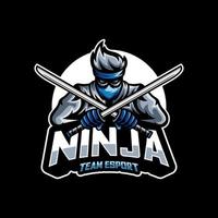 modelo de vetor de logotipo de esport de mascote ninja, conceitos de design de logotipo ninja criativo